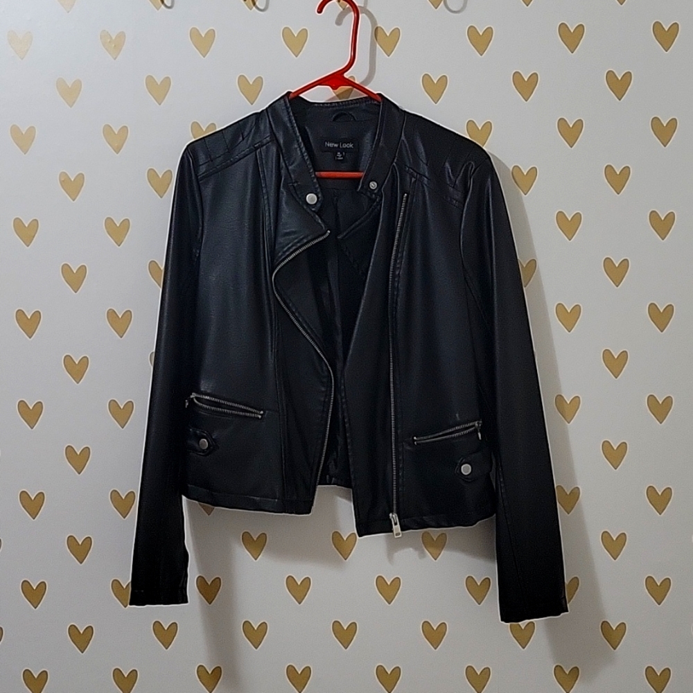 New Look Black Leather Jacket GUC